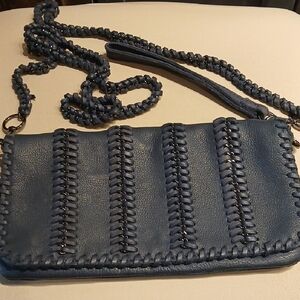 Linea Pelle Leather Navy Blue clutch